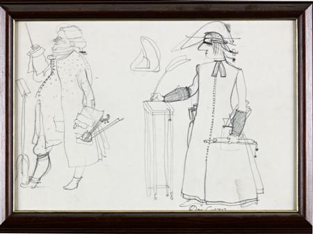 Appraisal: JOHN BRYNE 'DON CURZIO' COSTUME DESIGNS pencil unsigned cm x