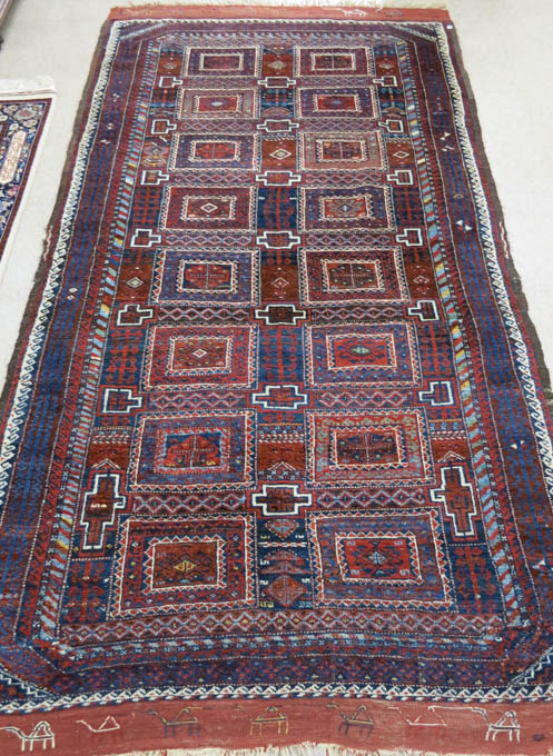 Appraisal: SEMI-ANTIQUE PERSIAN BELOUCHI TRIBAL PANEL RUG hand knotted in a