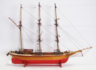 Appraisal: Description Vintage Wooden Model Ship beautiful three mast clipper ship