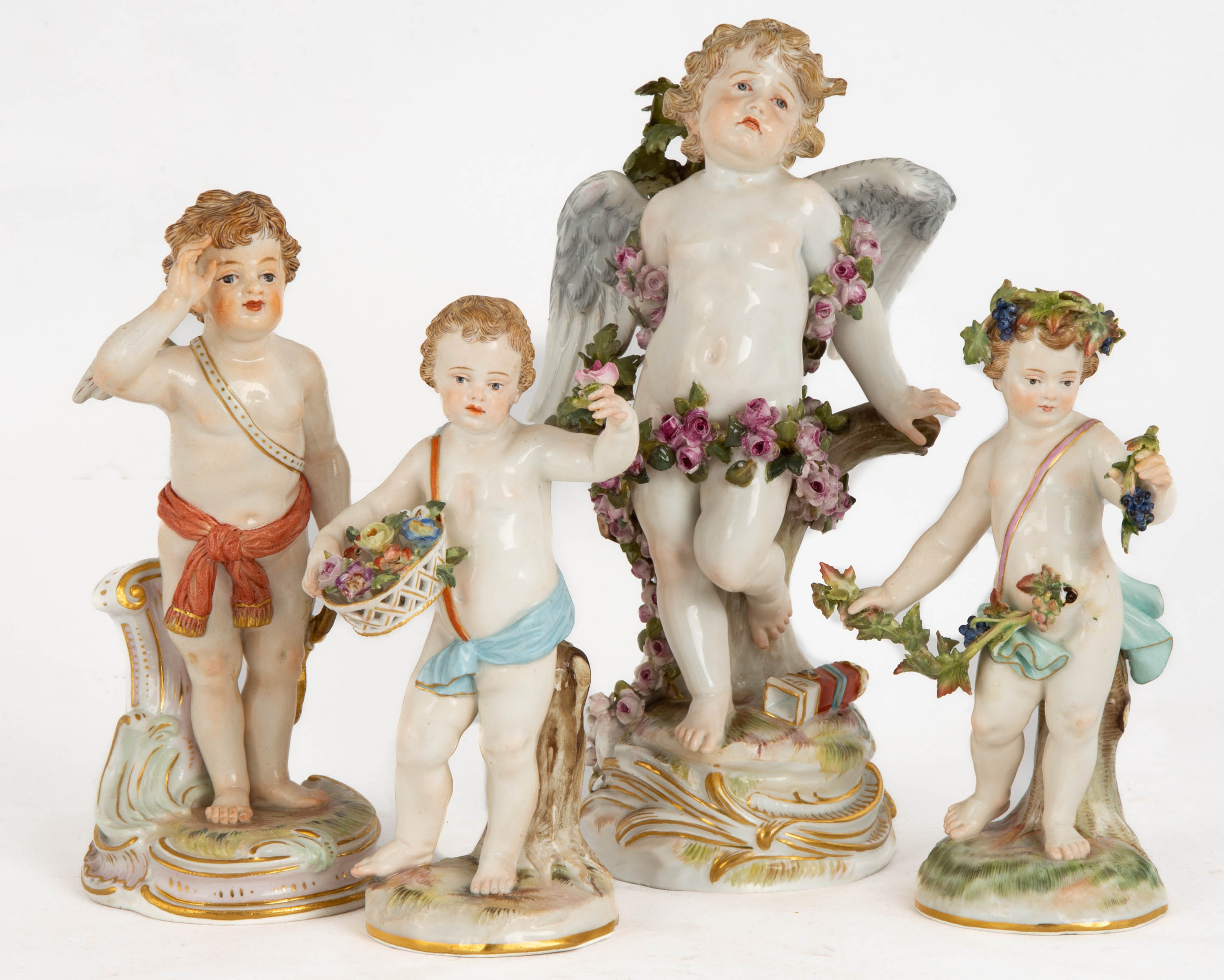 Appraisal: MEISSEN PUTTI PORCELAIN FIGURES th century marked with blue crossed