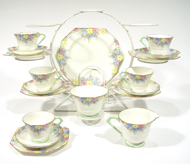 Appraisal: Paragon Art Deco five place tea service hand coloured and