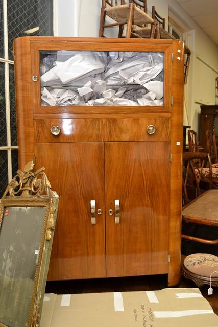 Appraisal: A QUALITY ART DECO WALNUT DRINKS CABINET WITH MARBLE TOP