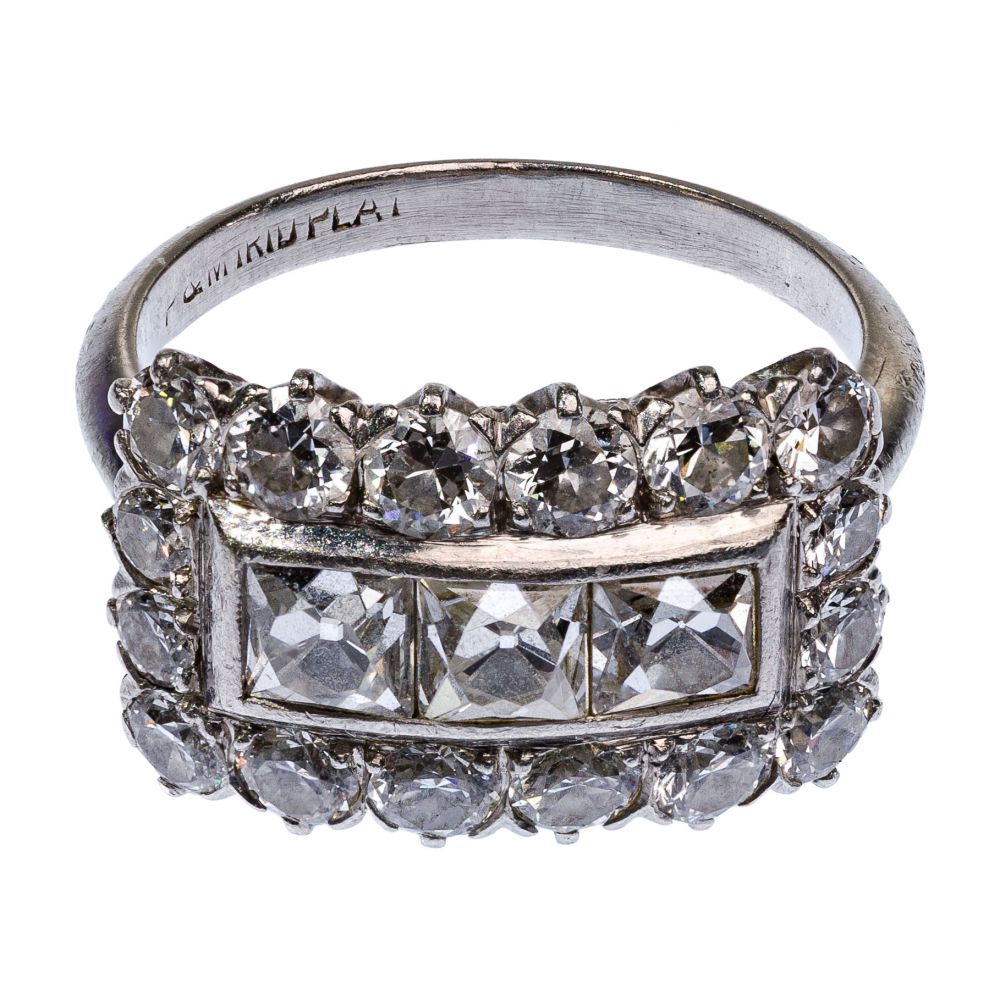 Appraisal: PLATINUM AND DIAMOND RINGOld European style having a center of