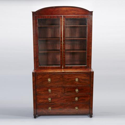 Appraisal: Continental Mahogany Secretaire Bookcase early th century height cm width