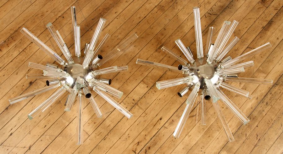 Appraisal: PAIR MURANO GLASS SPUTNIK STYLE SCONCES A pair of Murano