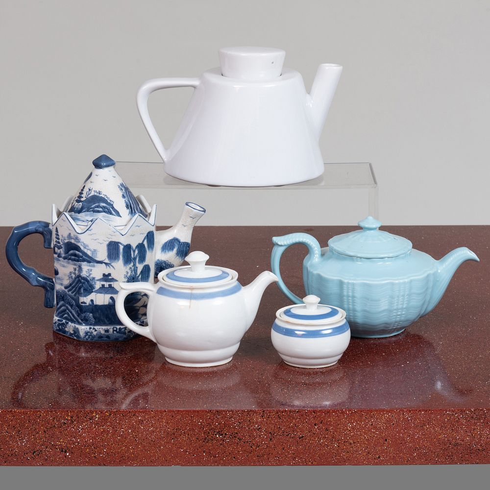 Appraisal: Group of Five Teapots and a Sugar Bowl Comprising An