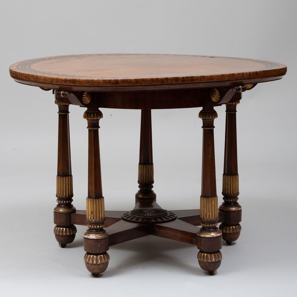 Appraisal: Regency Style Inlaid Mahogany Center Table x in diam Florian