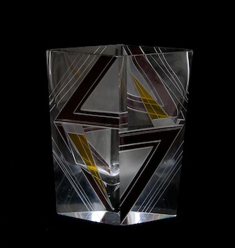 Appraisal: A Czech Art Deco Vase ca 's Diamond shaped body