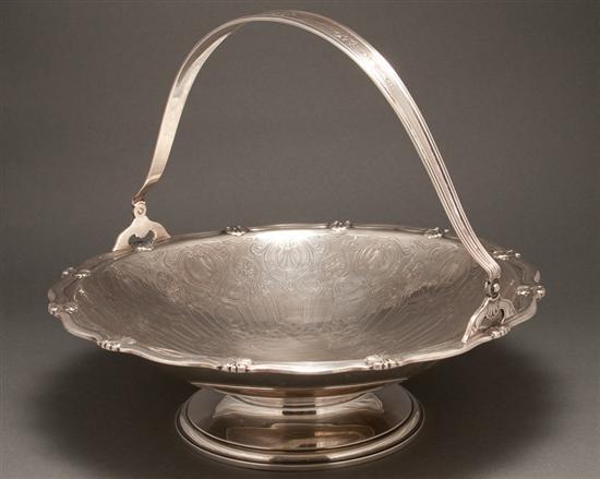 Appraisal: American Arts and Crafts style engraved silver basket Tiffany Co