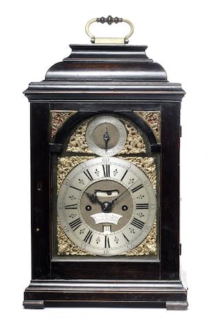 Appraisal: A mid th century ebonised table clock with pull quarter