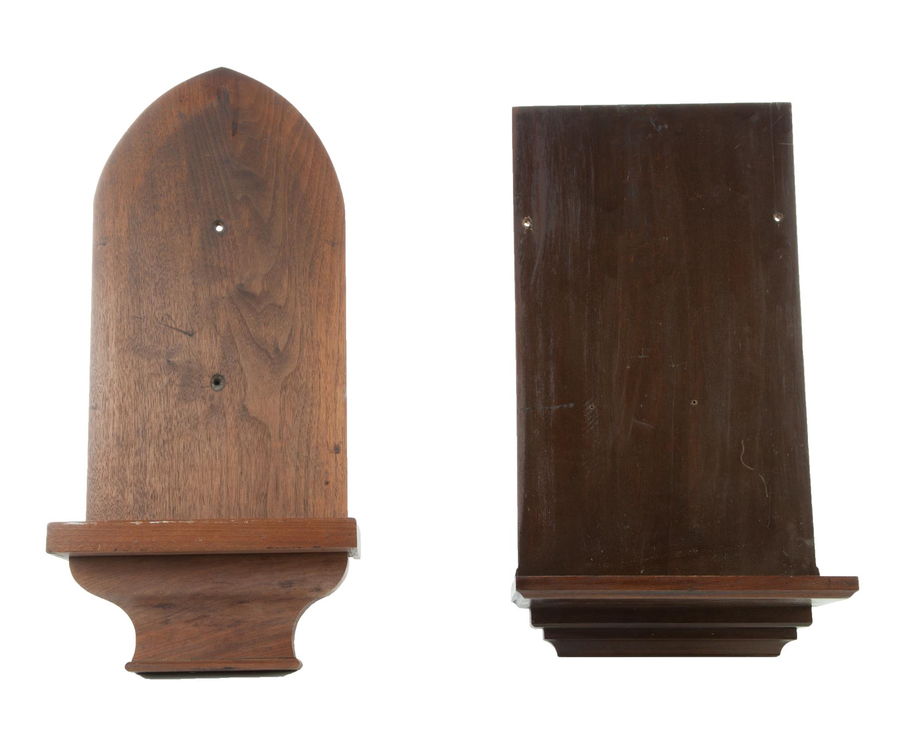 Appraisal: TWO AMERICAN CLOCK SHELVES Second half- th century Walnut with