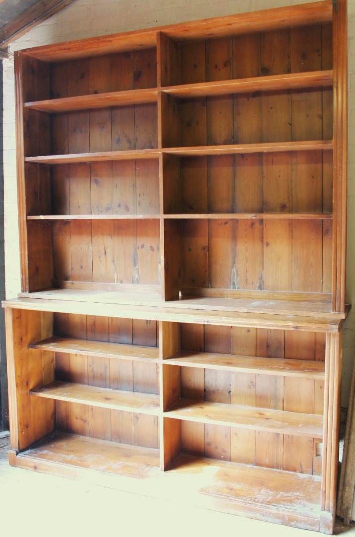 Appraisal: A Victorian pine bookcase of large proportion the upper section