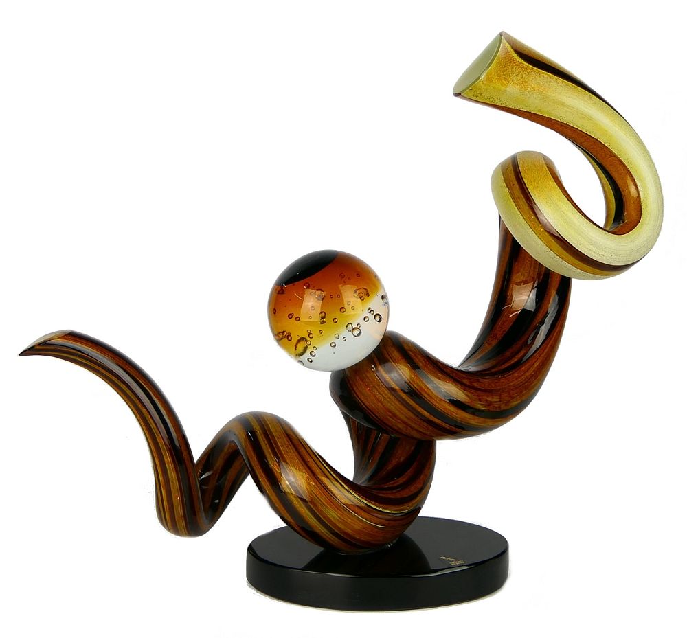 Appraisal: VIETRO ARTISTICO MURANO LARGE SNAKE WITH APPLE In earth tone