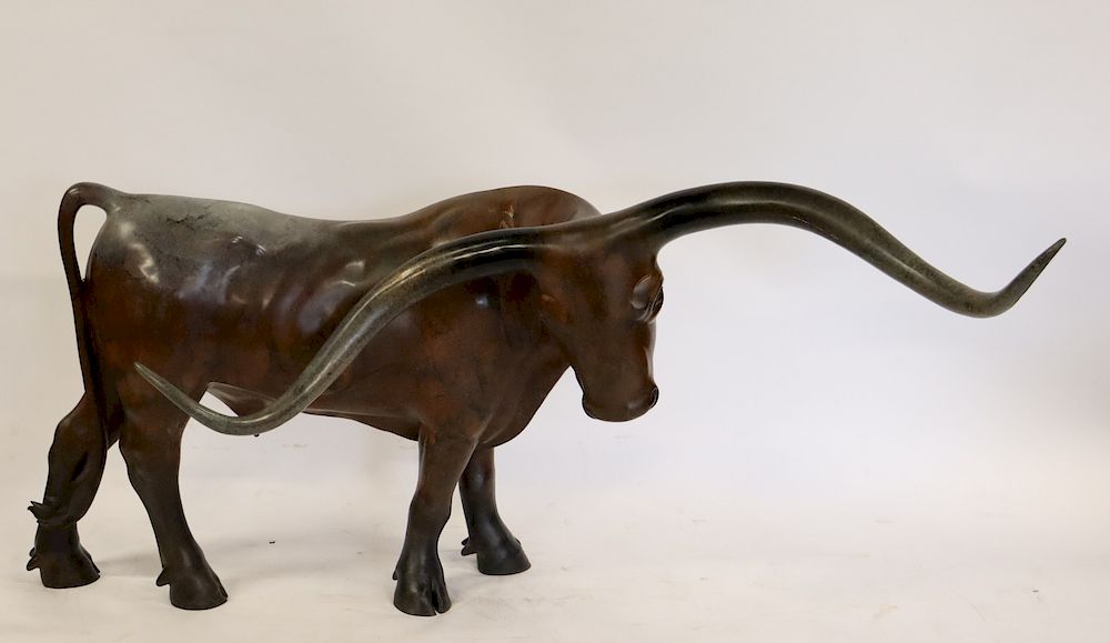 Appraisal: Joshua Tobey Texas born Large Bronze Bull Big Bend Signed