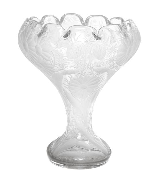 Appraisal: Sale Lot A Wheel Cut Glass Vase of trumpet form