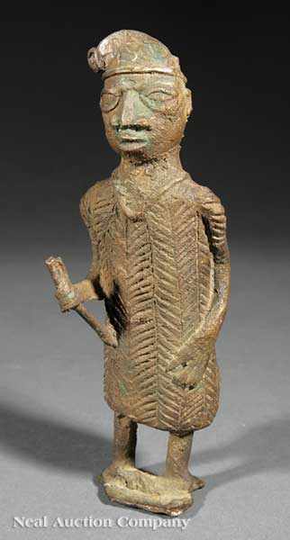 Appraisal: A Nigerian Yoruba Bronze Ogboni Figure the standing male figure