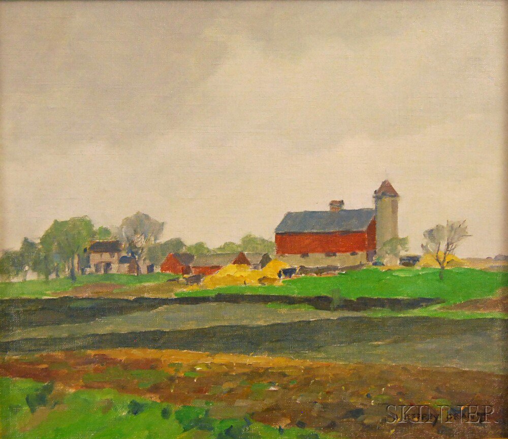 Appraisal: James Jeffrey Grant American - Farm Landscape Illinois Signed J