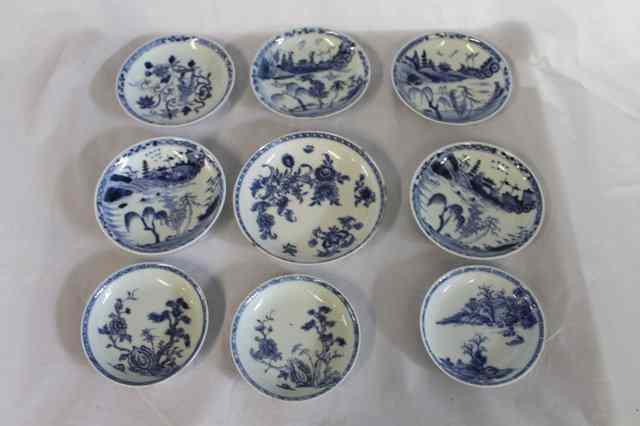 Appraisal: NINE CHINESE BLUE AND WHITE SAUCERS or saucer dishes th