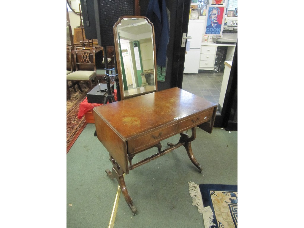 Appraisal: Walnut sofa table and a cheval mirror