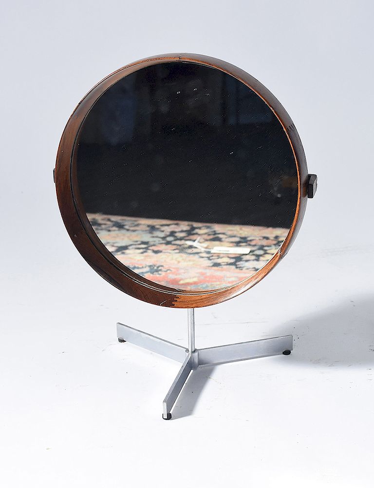 Appraisal: Uno sten Kristiansson for Luxus rosewood dressing mirror on chrome