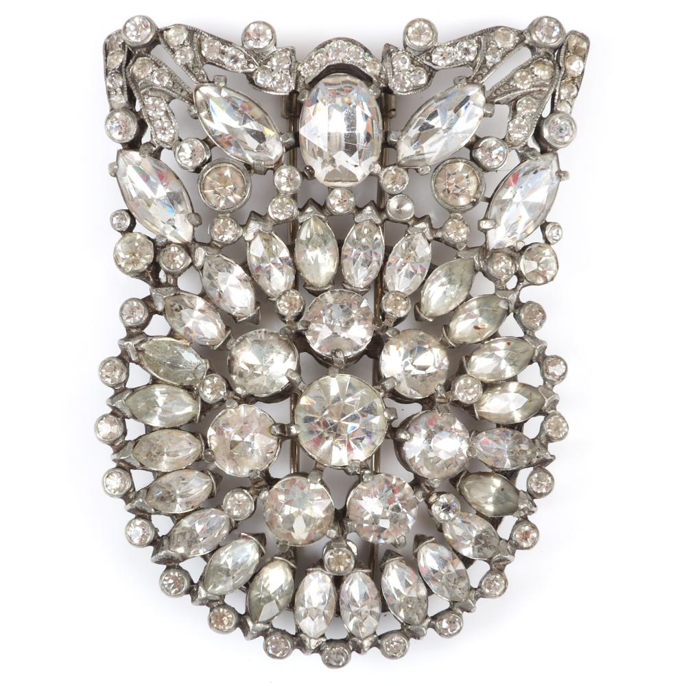 Appraisal: EISENBERG ORIGINAL ART DECO LARGE ROUND DIAMANTE FUR CLIP WITH