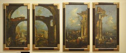 Appraisal: ITALIAN SCHOOL FOUR PANELS FROM A MURAL Oil on canvas