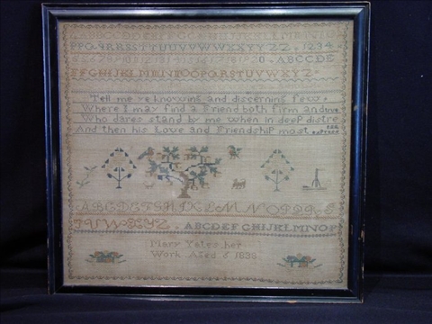 Appraisal: th C SAMPLER SIGNED Mary Yates her worked Aged