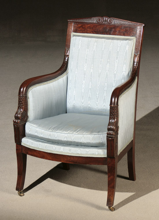 Appraisal: Charles X Mahogany Berg re Circa Upholstered in light-blue moir