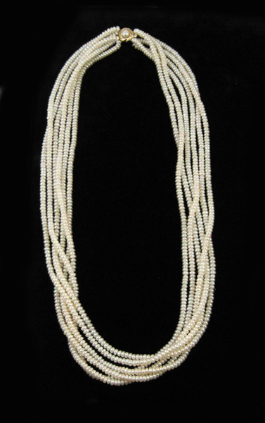 Appraisal: MULTI-STRAND BUTTON PEARL NECKLACE with six strands of small white