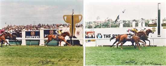 Appraisal: TWO PHOTOGRAPHS OF SAINTLY SIGNED BY DARREN BEADMAN AND BART