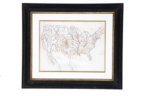 Appraisal: HAND-DRAWN MAP OF THE UNITED STATES J Franklin Groff dated