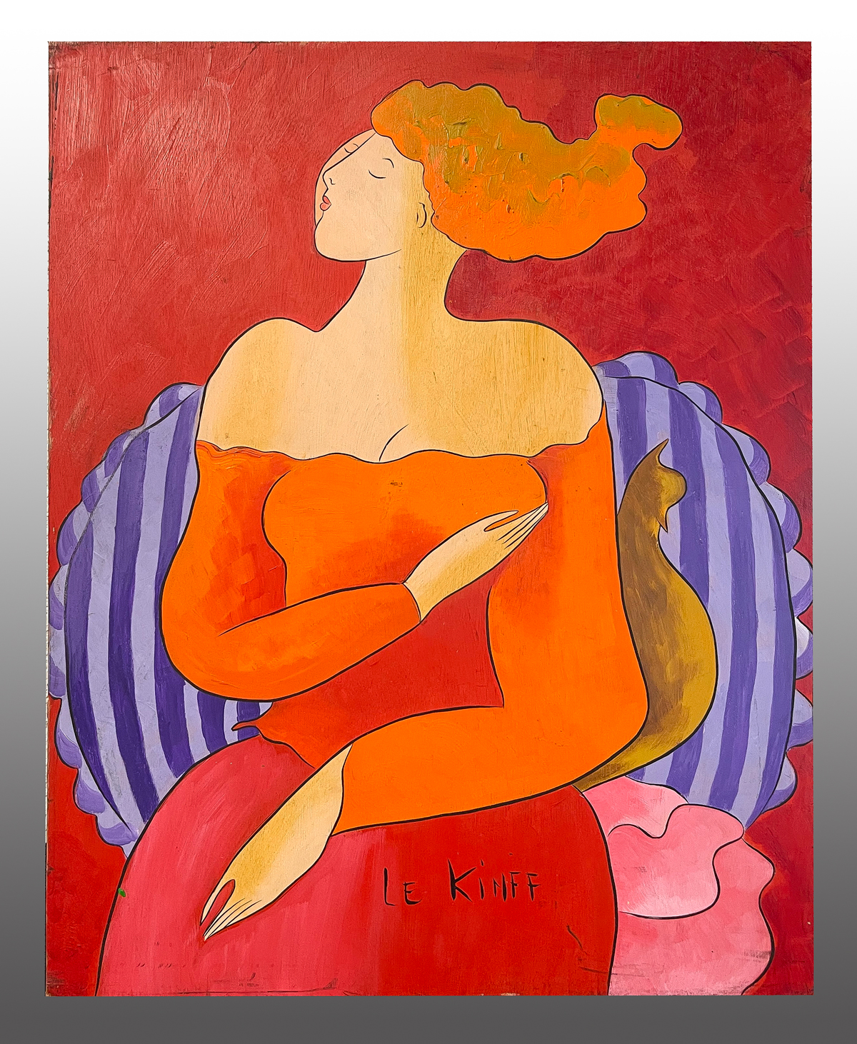 Appraisal: LE KINFF Linda French b Red-Headed Woman in Orange Dress