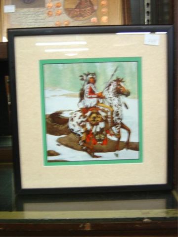 Appraisal: BEV DOOLITTLE PRINT - INDIAN ON PAINT HORSE