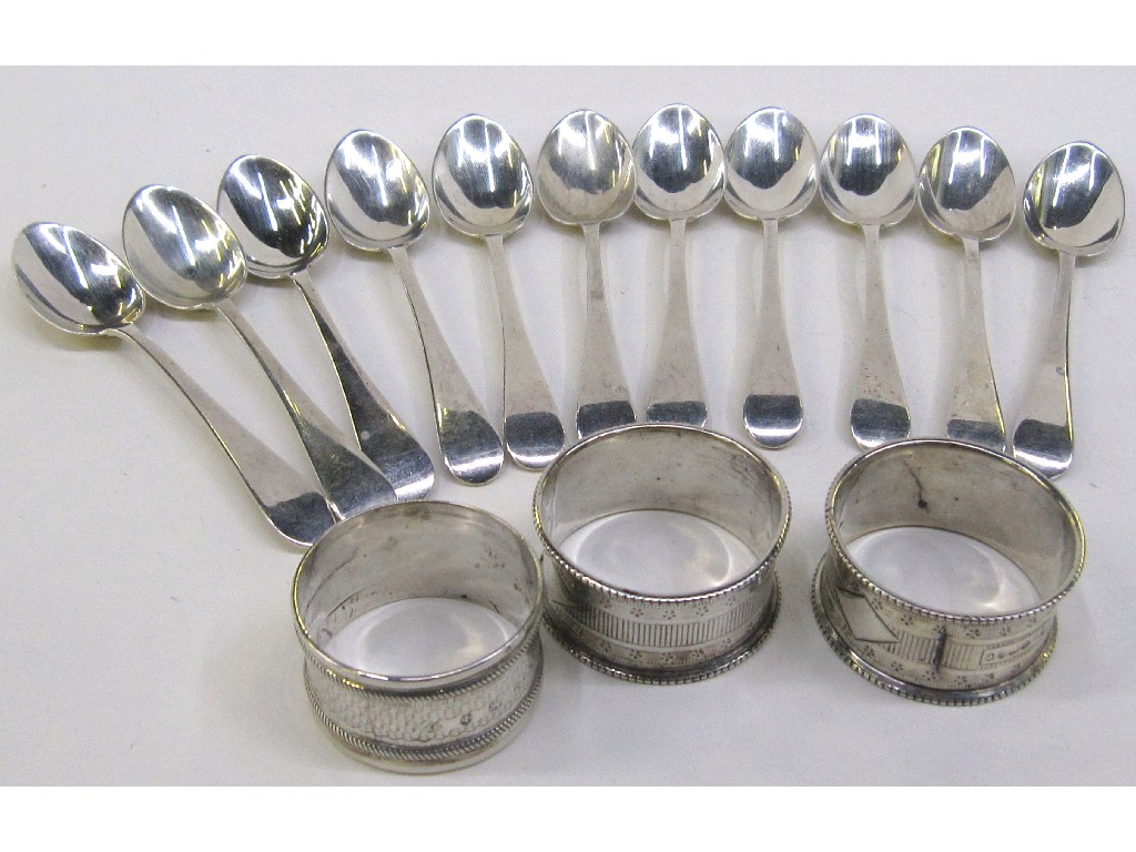 Appraisal: Lot comprising pair silver napkin rings one napkin ring and