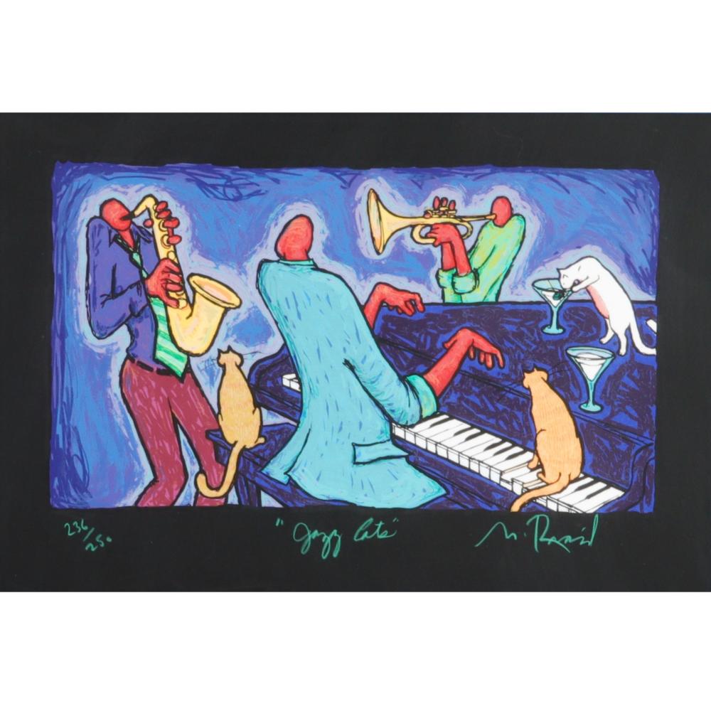 Appraisal: MATT RINARD LOUISIANA JAZZ CATS SERIGRAPH PRINT H X W