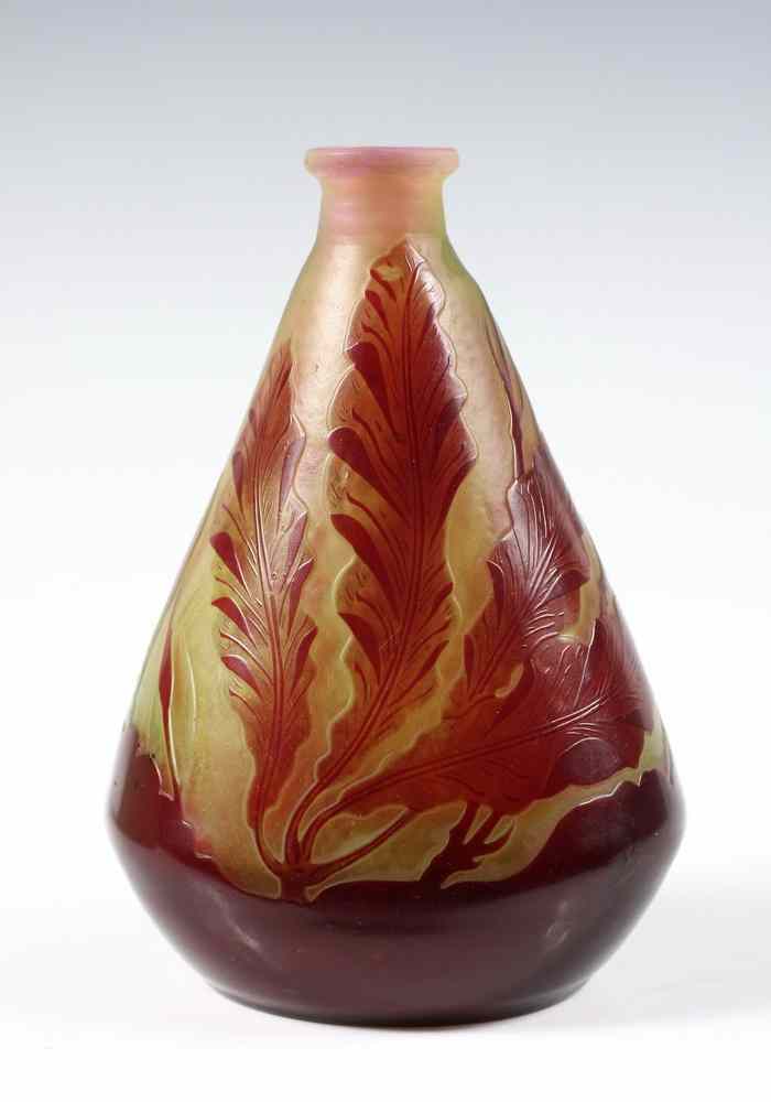 Appraisal: SIGNED GALLE CAMEO GLASS VASE - s Vintage Galle Cameo