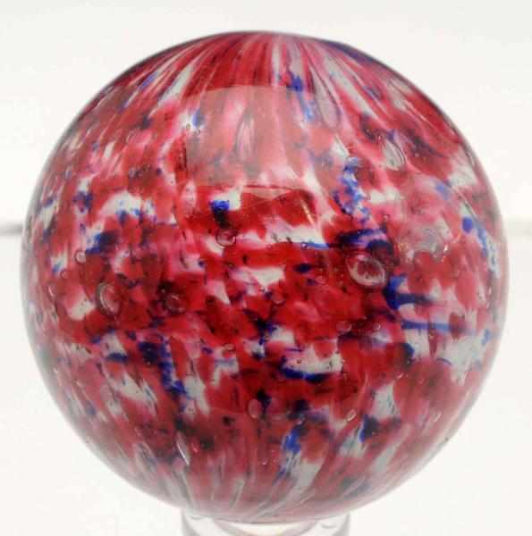 Appraisal: Large Onionskin Marble White base onionskin with red and blue