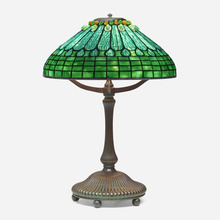 Appraisal: Tiffany Studios JEWELED FEATHER TABLE LAMP USA c leaded glass