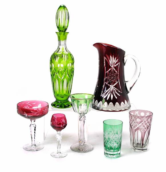 Appraisal: A group of cased glass stemware and barware comprising a