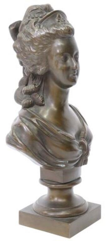 Appraisal: PATINATED BRONZE BUST OF MARIE ANTOINETTEPatinated bonze bust of Marie