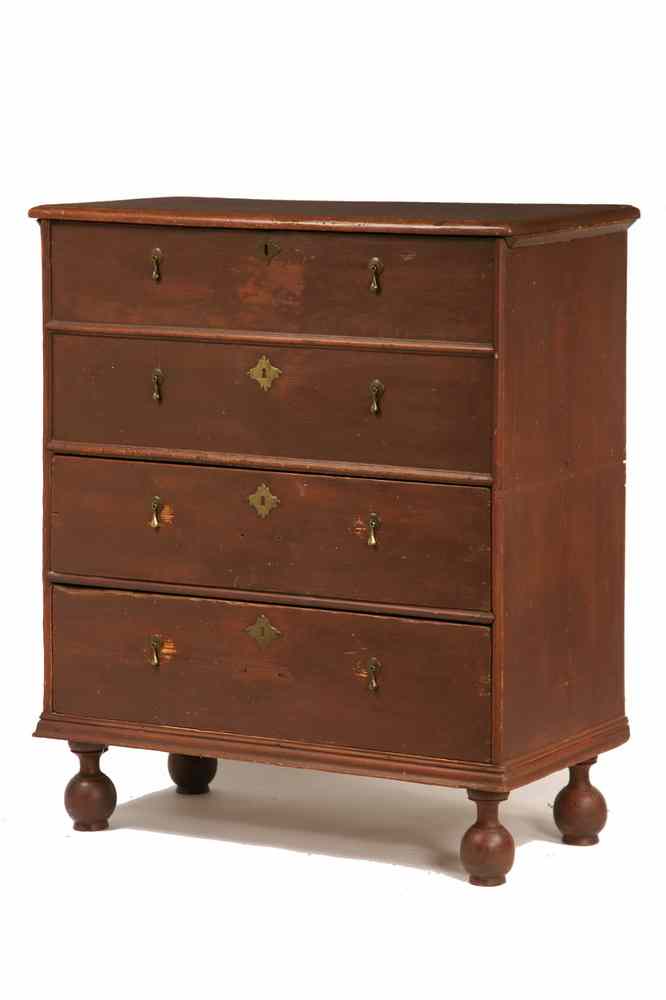 Appraisal: WILLIAM MARY BLANKET CHEST - American Colonial Two-Drawer Lift Top