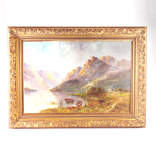 Appraisal: Campbell Scott European landscape th c oil on canvas Signed