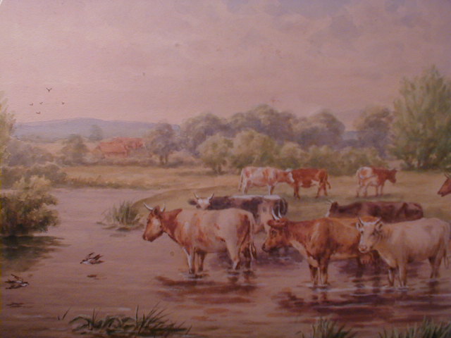 Appraisal: Late th early thC School Rural landscapes with watering cattle