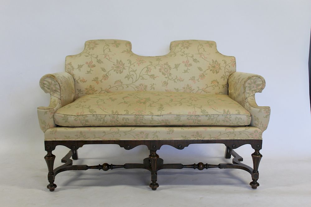 Appraisal: Spanish Style Down Filled Settee Nice size and very decorative