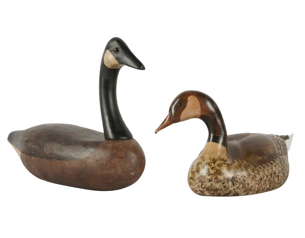 Appraisal: TWO WOOD CARVED DUCK DECOYSthe first signed Tom Taber to