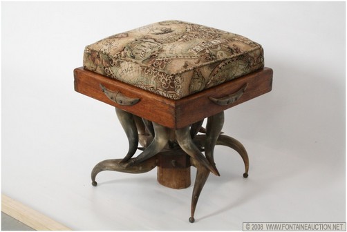 Appraisal: HORN FOOTSTOOL W x H x D