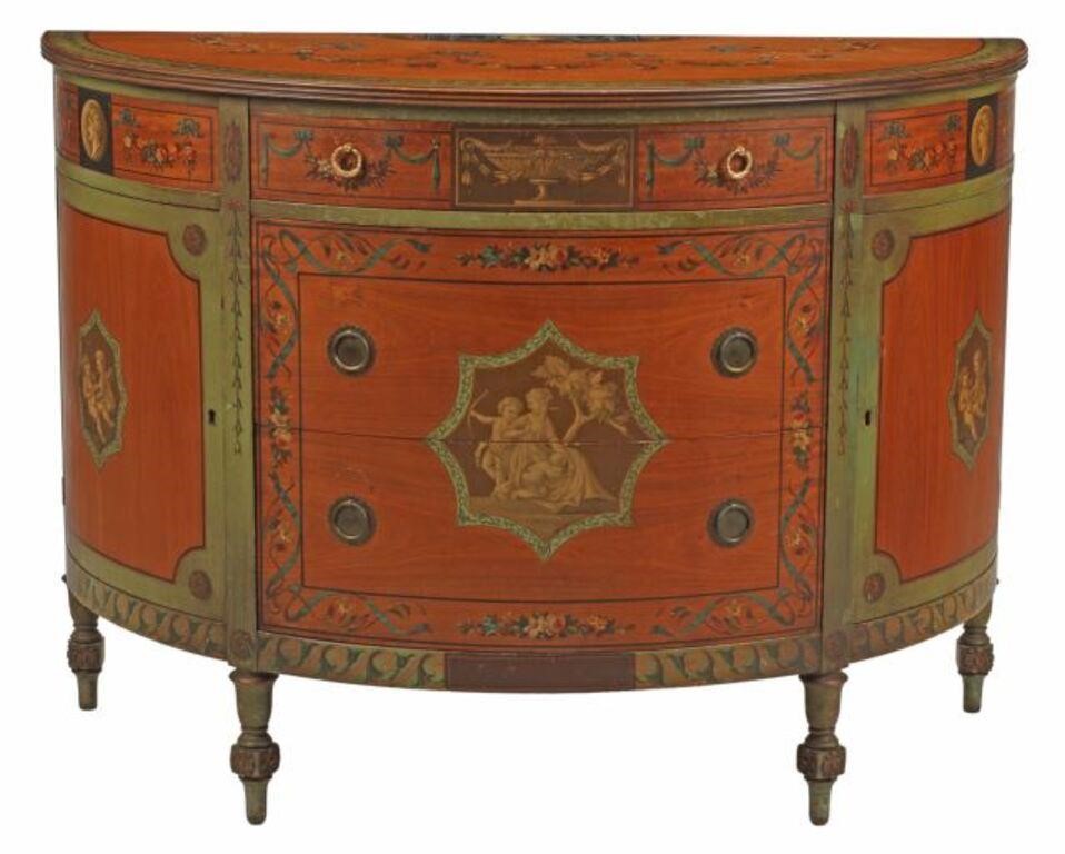 Appraisal: Adam style painted demilune commode Johnson Furniture Company Grand Rapids