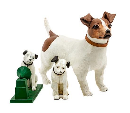 Appraisal: Three Dog Figures of Various Breed Width of widest inches