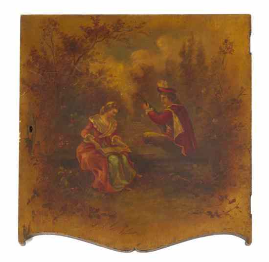 Appraisal: A Vernis Martin Decorated Panel depicting a courting couple in