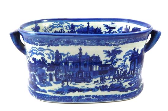 Appraisal: Victoria Ware Ironstone footbath blue transferware decoration of city scene